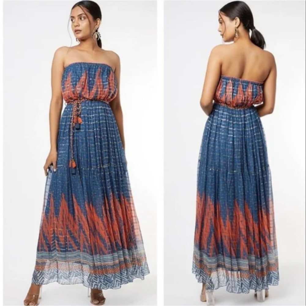 NWT Anthropologie Strapless‎ Verb Pallavi Singhee Nora Boho Dress Maxi Dress